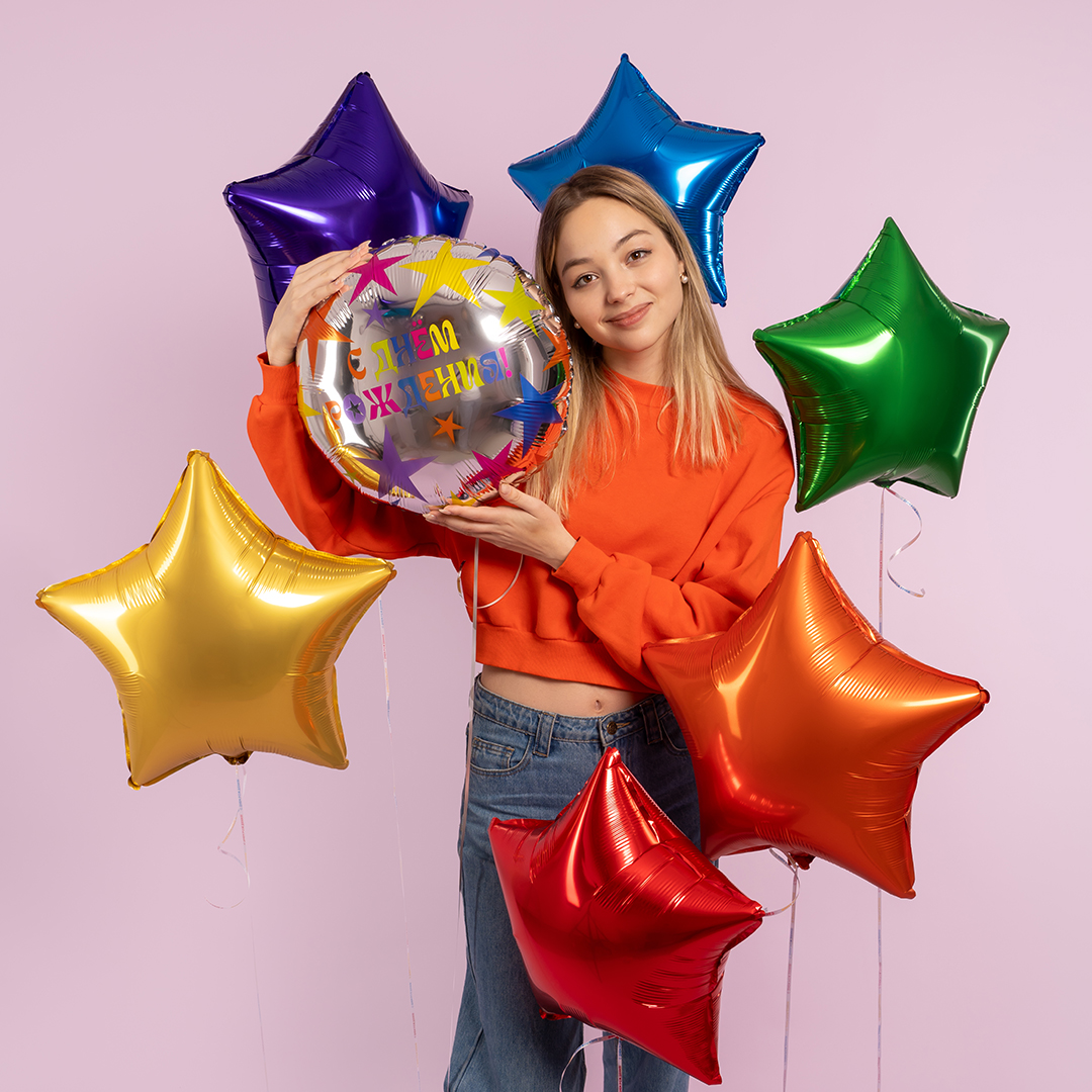 Шар (18''/46 см) Звезда, Золото, Сатин, 1 шт.