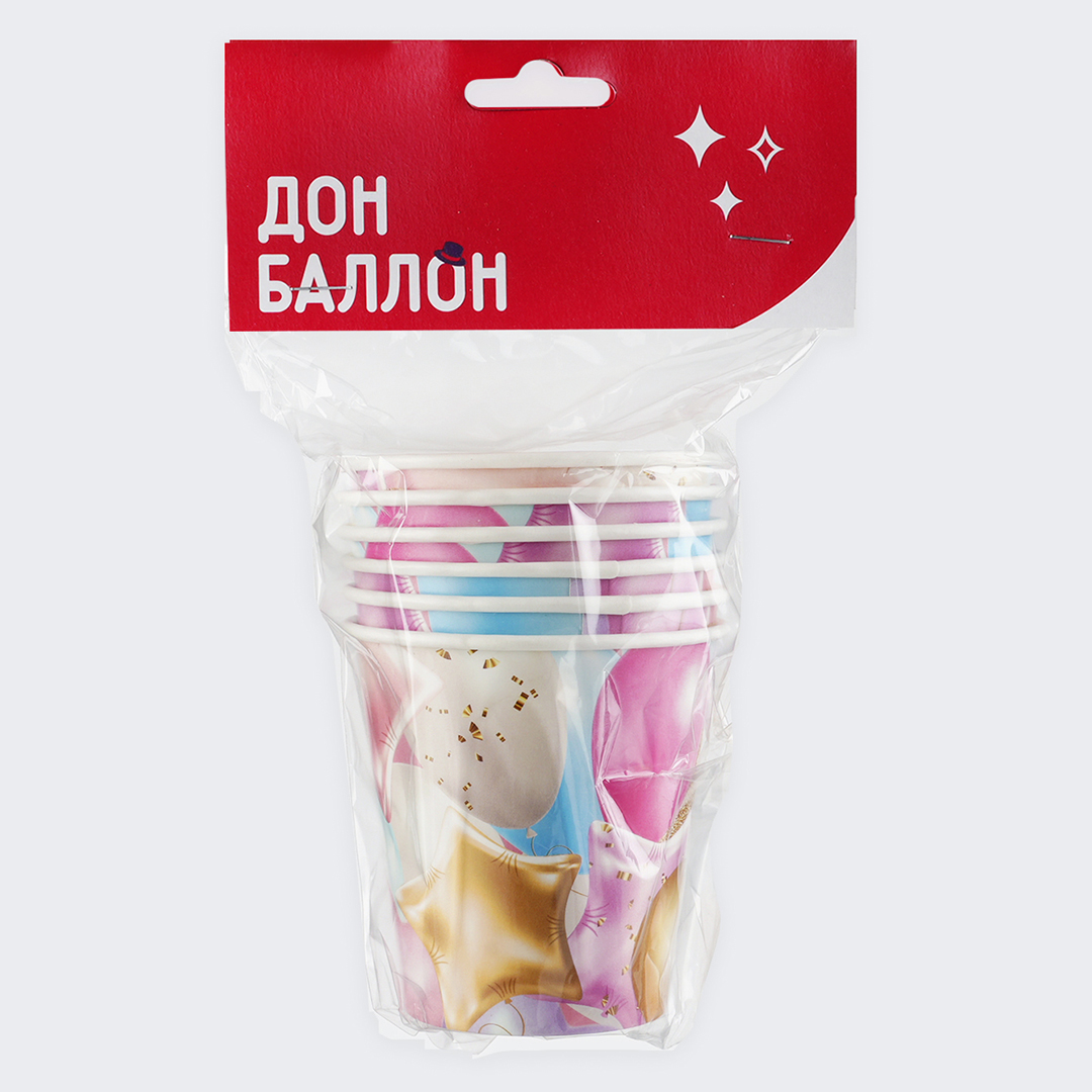 Стаканы (250 мл) Праздничные шарики, 6 шт.
