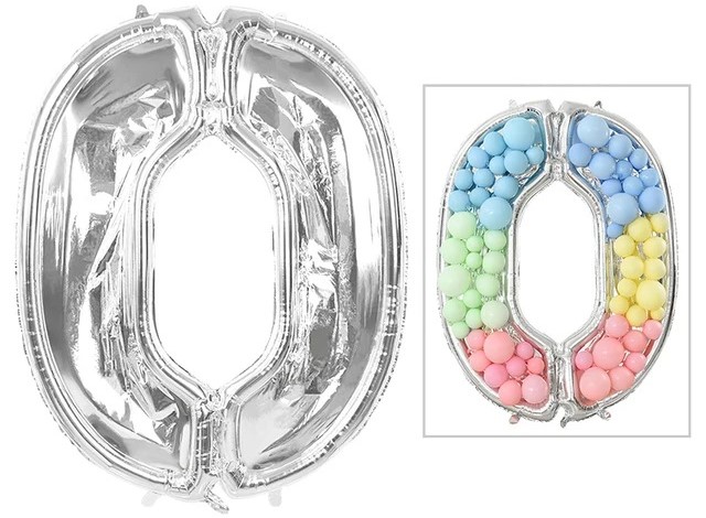 Шар (65''/165 см) Цифра, 0 Каркасная, 1 шт. в уп.