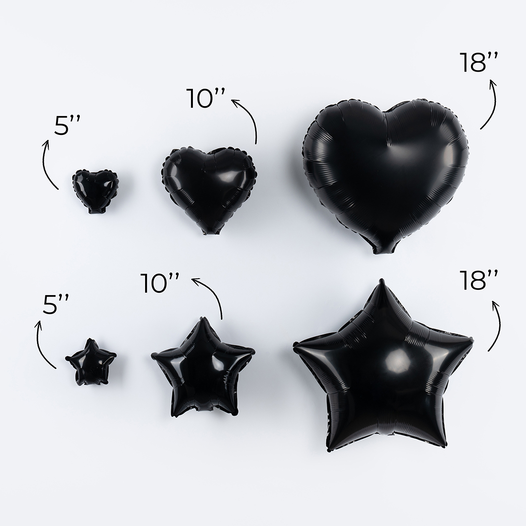 Шар с клапаном (5''/13 см) Микро-звезда, Черный, 1 шт.