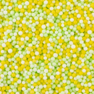 Шарики пенопласт, Цветной микс, Желтый/Зеленый, 2-4 мм, 10 гр.
