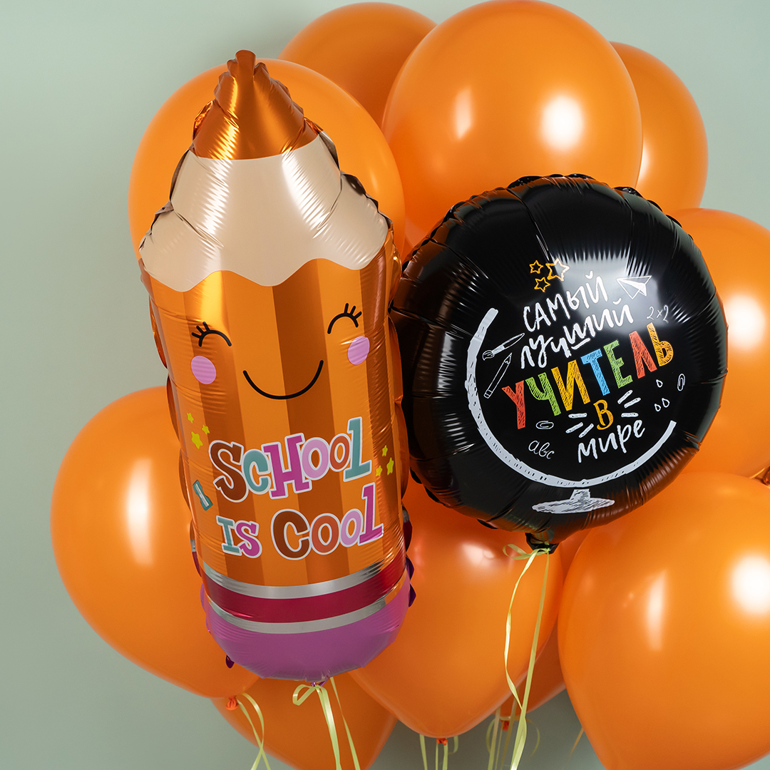 Шар (29''/74 см) Фигура, Школьный карандаш, Оранжевый, 1 шт.