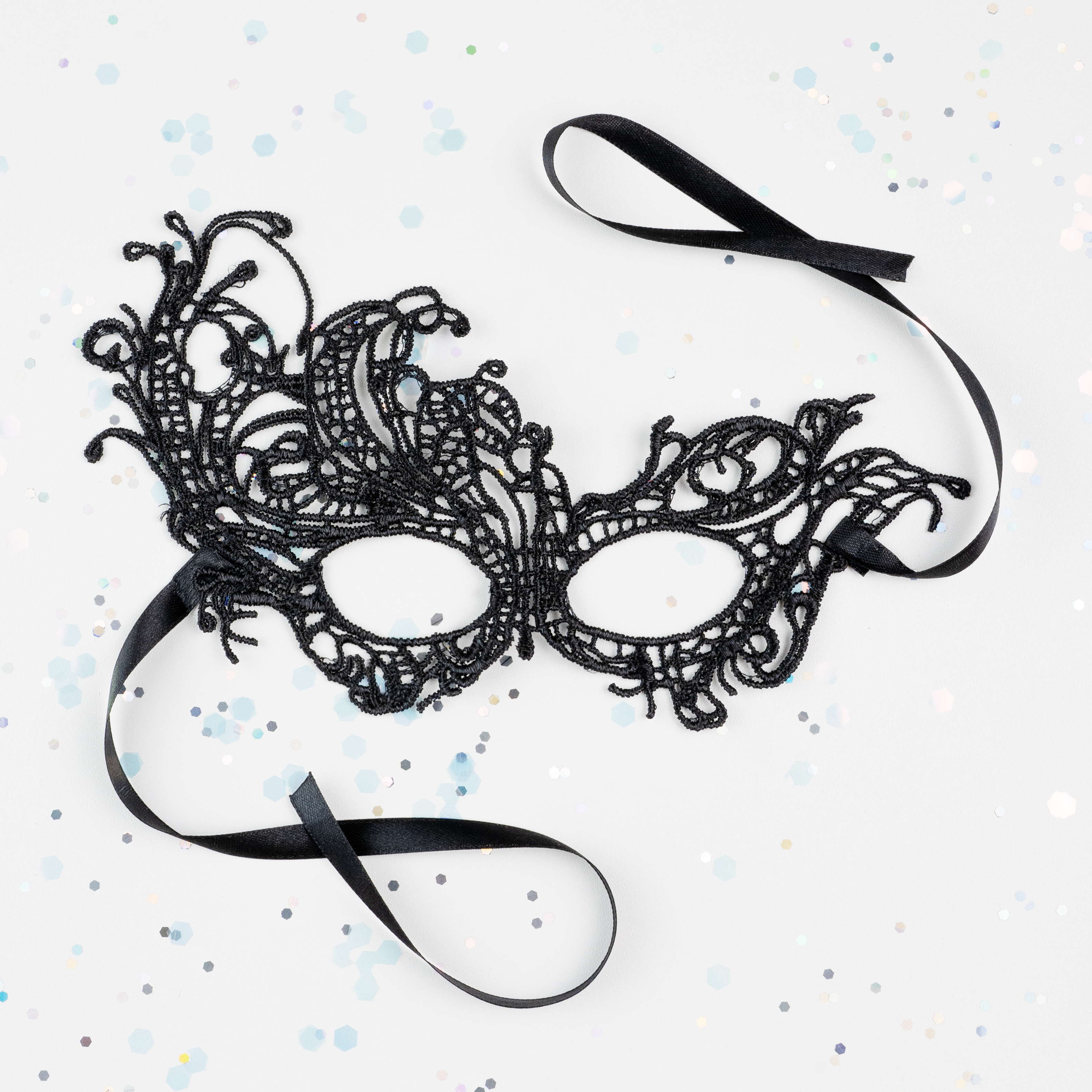 Маска кружевная, фигурная, Венеция, Черный, 16*24 см, 1 шт. 