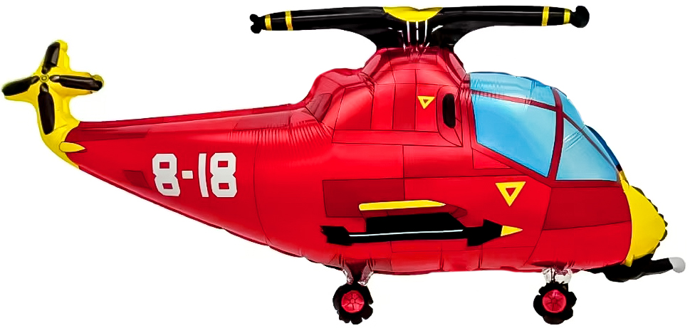 Шар (36''/91 см) Фигура, Вертолет, Красный, 1 шт. в уп.