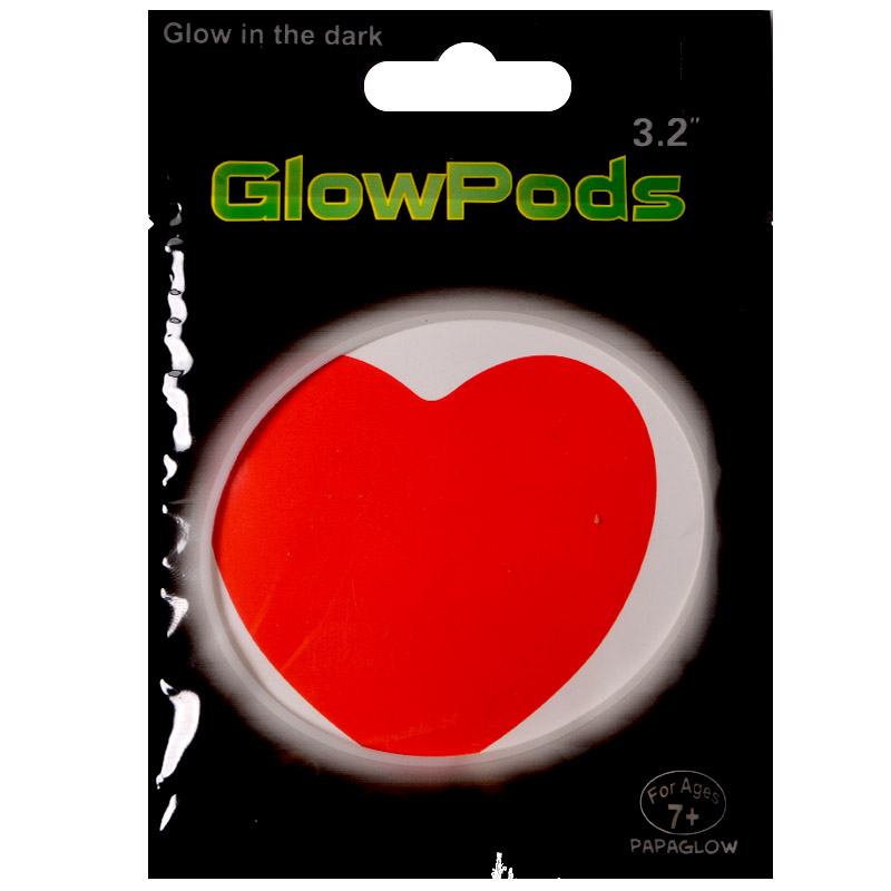 Светящаяся наклейка Сердце, Красный, 1 шт.