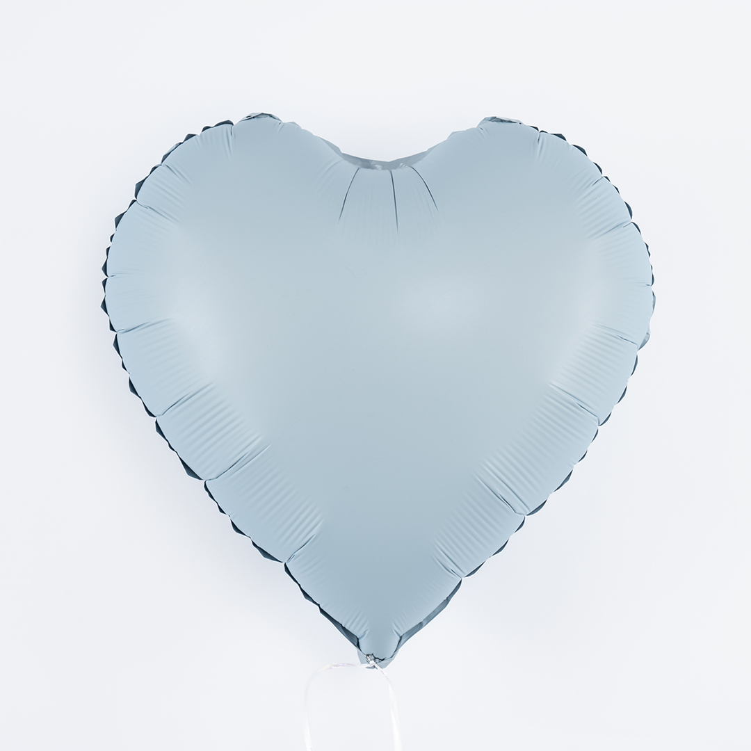 Шар (18''/46 см) Сердце, Голубой, Сатин, 1 шт.