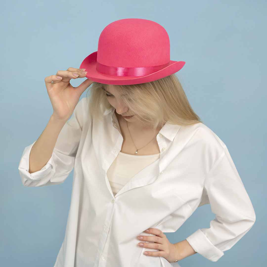 Шляпа Котелок, фетр, Ярко-розовый, 56-58 разм., 1 шт. 