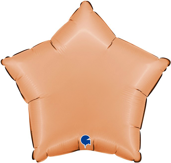 Шар (18''/46 см) Звезда, Персик, Сатин, 1 шт.