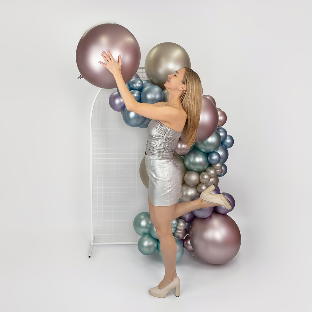 Шар (24''/61 см), Розовый цветок (809), шелк, 3 шт.