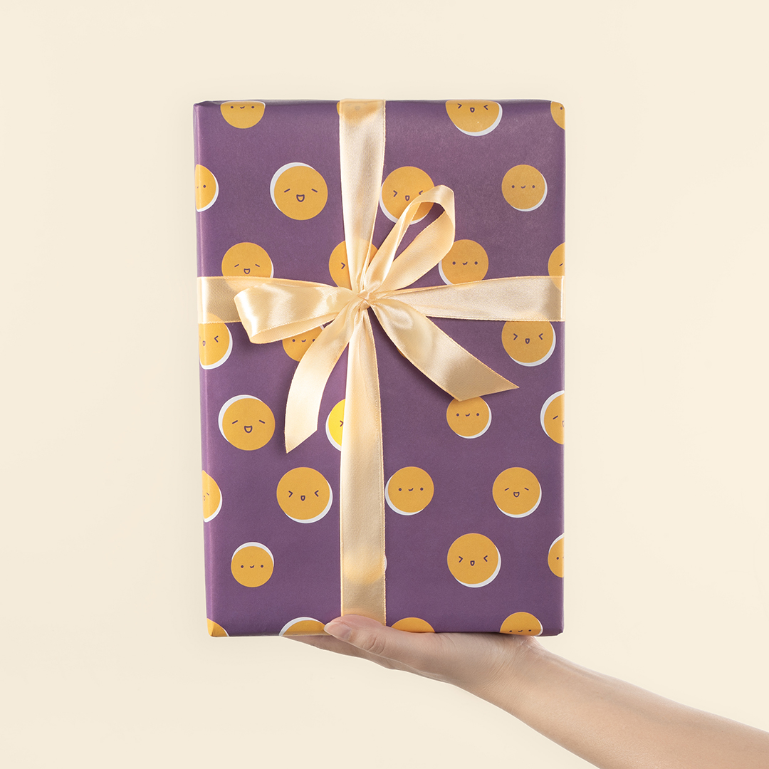 Упаковочная бумага 80гр (0,7*1 м) Смайлики, Сиреневый, 10 шт.