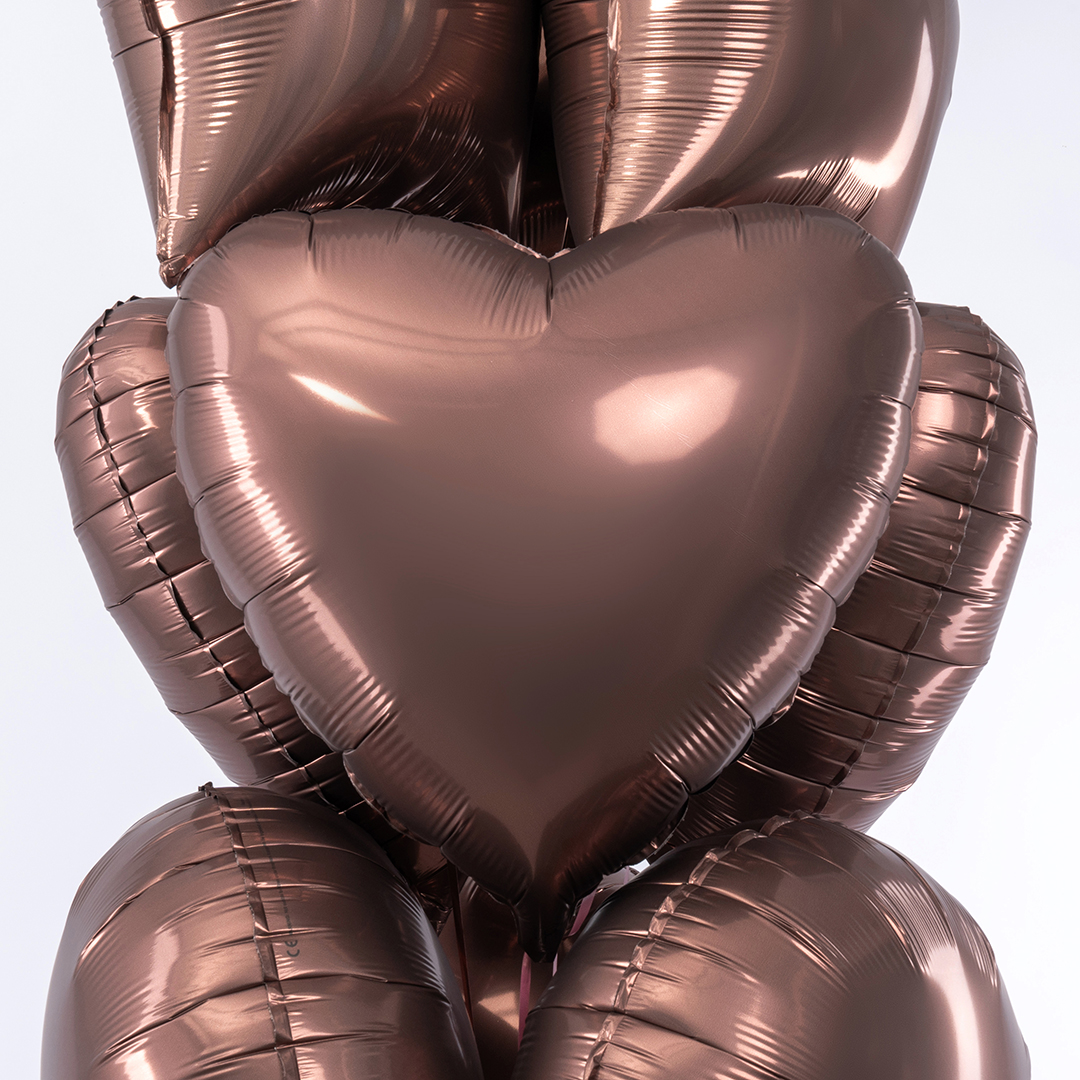 Шар (18''/46 см) Сердце, Шоколад, Сатин, 1 шт.