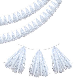 Гирлянда Тассел, Точки, Серебро, Металлик, 35*12 см, 5 листов.