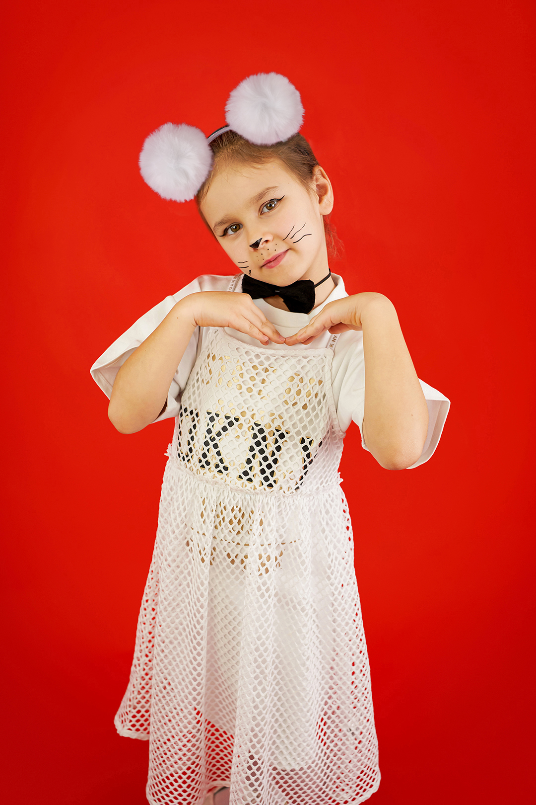 Ободок, Пушистые помпончики, Белый, 1 шт. 