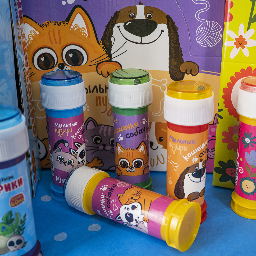 Мыльные пузыри Кошечки Собачки, 60 мл. 36 шт.