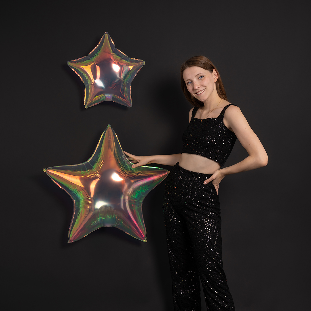 Шар (32''/81 см) Звезда, Прозрачный, Хамелеон, 1 шт. в уп.