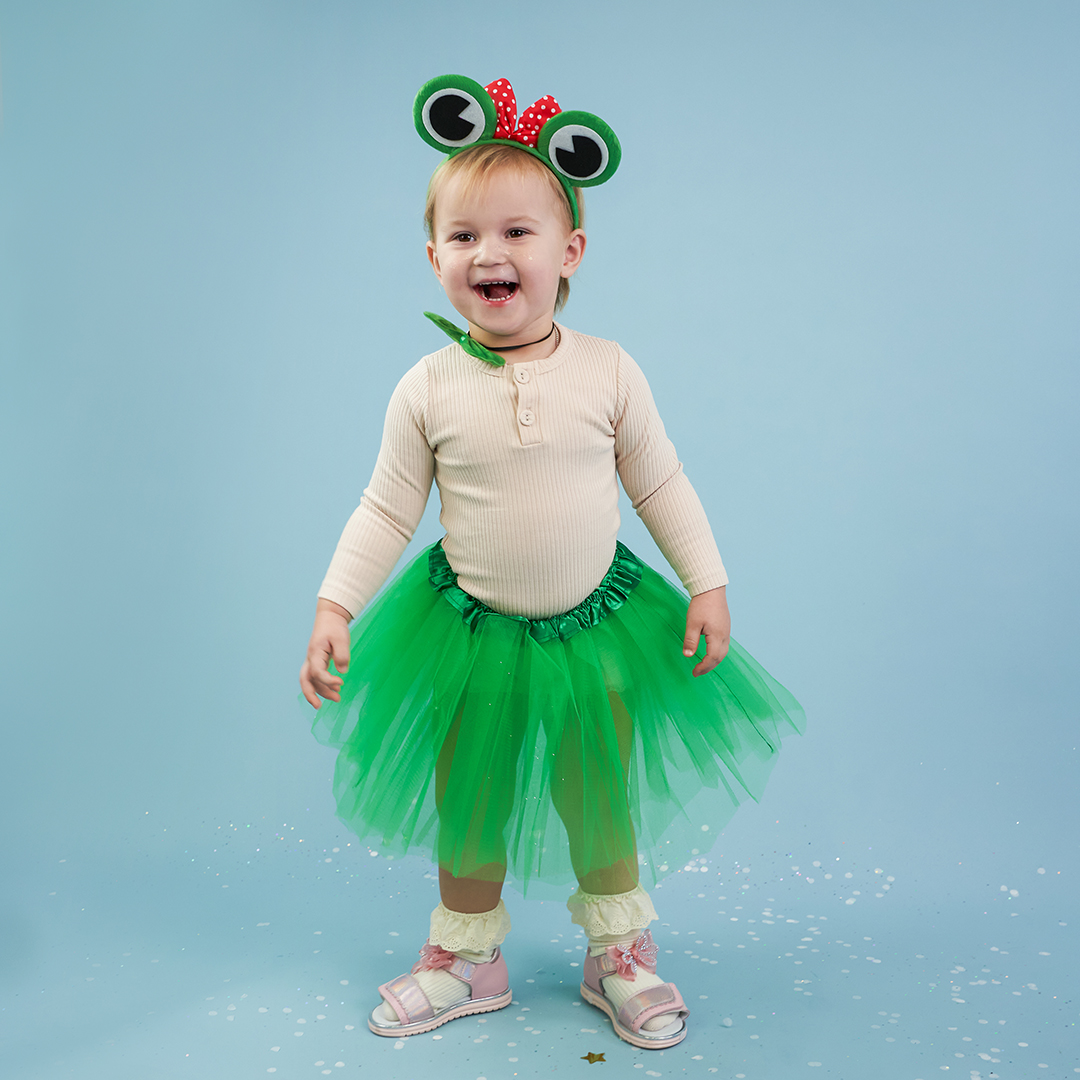 Набор (ободок, юбочка, бантик), Веселый лягушонок, Зеленый, 1 шт. 