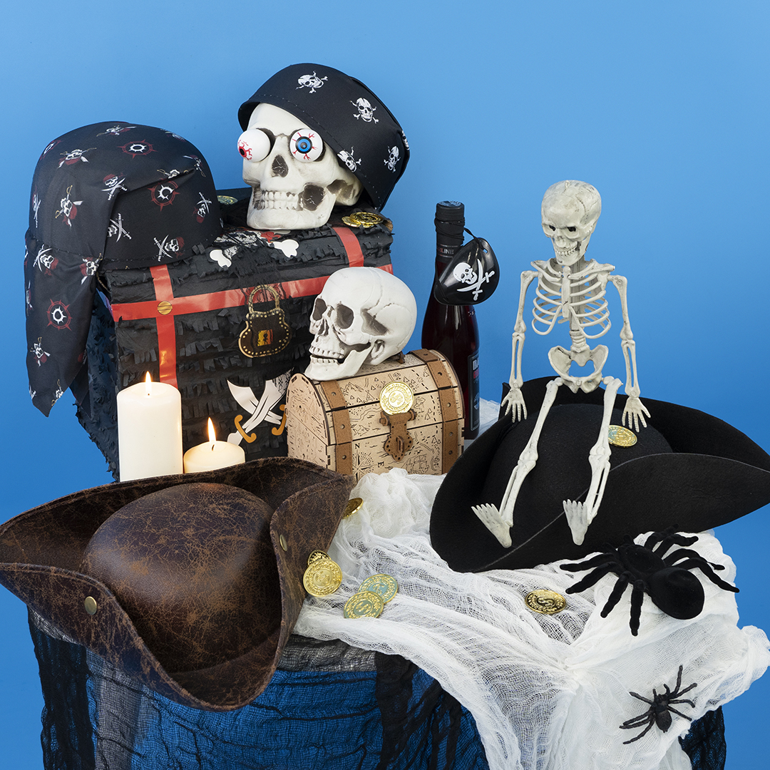 Пиратская повязка, с черепом, Черный, 1 шт. 