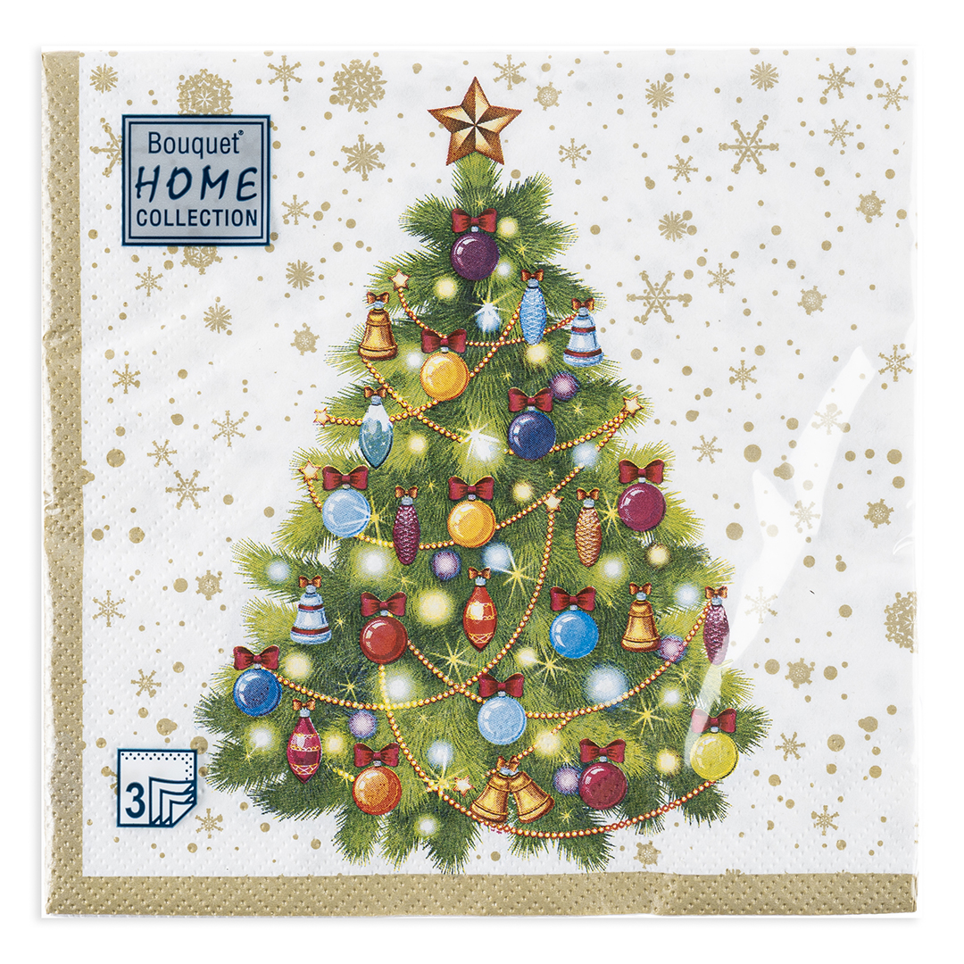 Сервировочные салфетки, Новогодняя елка, 33*33 см, 20 шт.