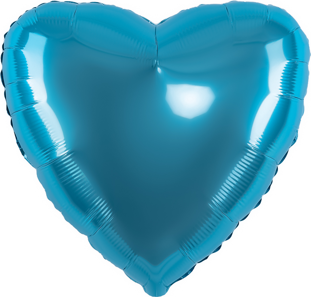 Шар (18''/46 см) Сердце, Аквамарин, Сатин, 1 шт.