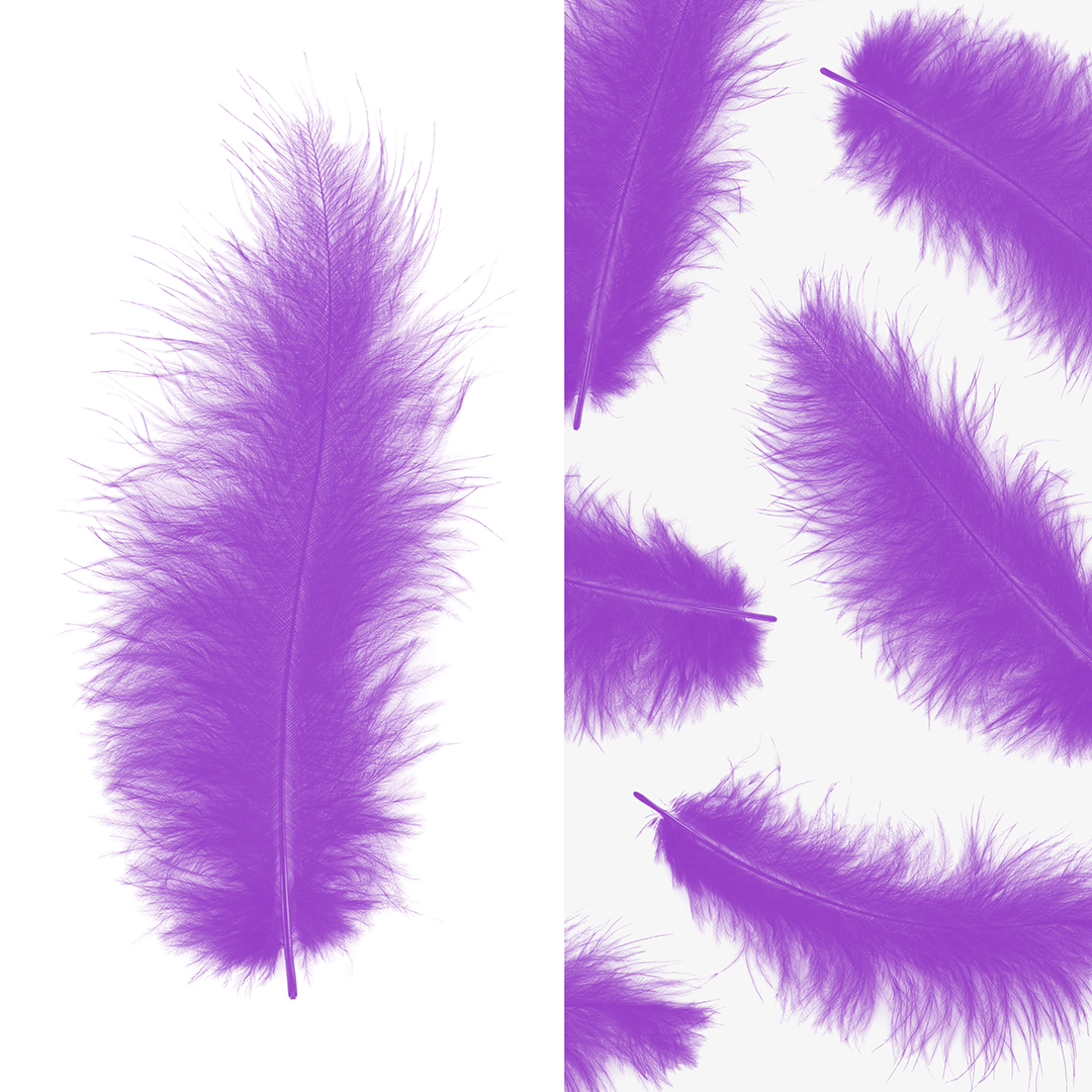 Перья, Премиум, Сиреневый, 12-15 см, 30 шт.