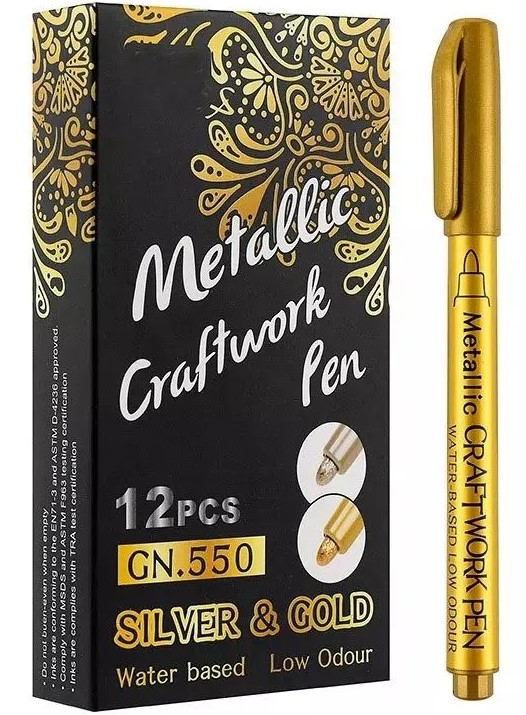 Маркер оформительский 2 мм, Золото, 12 шт.