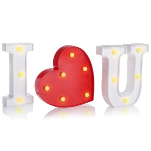 Набор световых фигур I love you, 16 см. Белый/Красный, 1 шт.