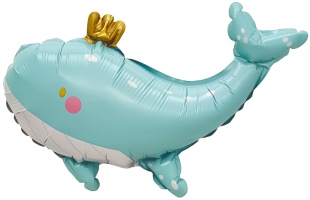 Шар с клапаном (14''/36 см) Мини-фигура, Кит в короне, 5 шт. в уп. (цв.этик.)