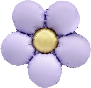Шар с клапаном (18''/46 см) Цветок, Ромашка (надув воздухом), Сиреневый, Сатин, 1 шт. в уп. (цв.этик
