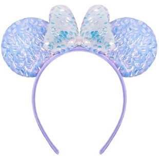 Ободок, Мышка с бантиком, Сиреневый/Белый, 1 шт. 