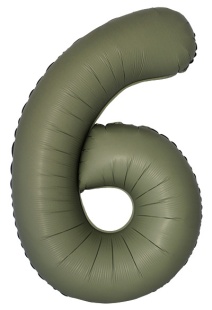 Шар (40''/102 см) Цифра, 6 Slim, Оливковый, Матовый, 1 шт.