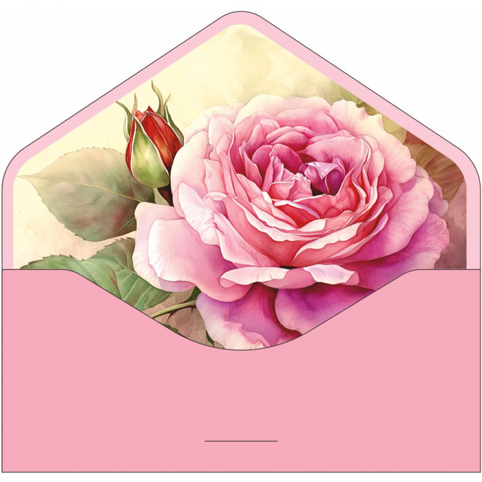 Конверт из дизайнерской бумаги, С Праздником!, Розовый, Металлик, 1 шт.