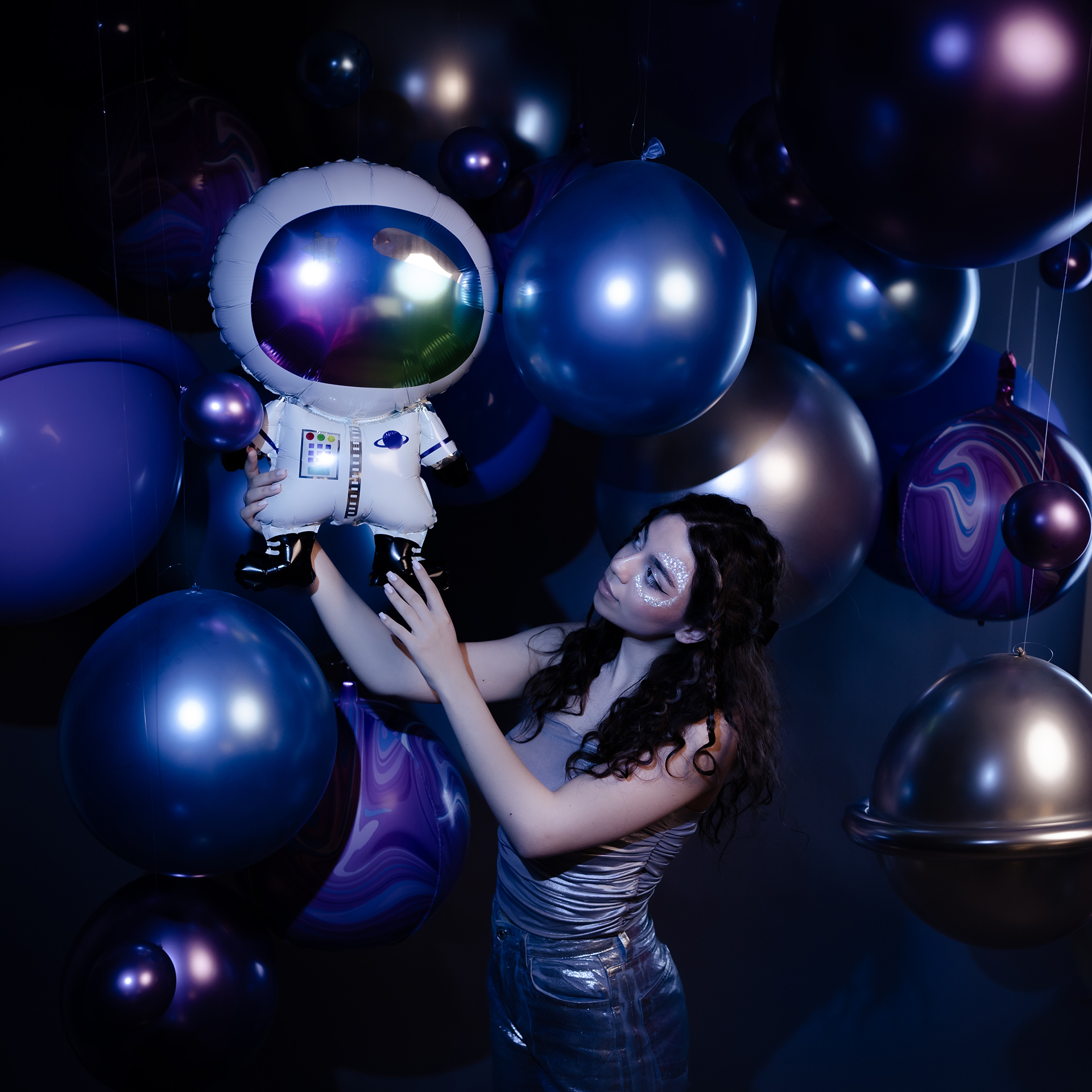 Шар (30''/76 см) Фигура, Космонавт, Градиент, 1 шт.