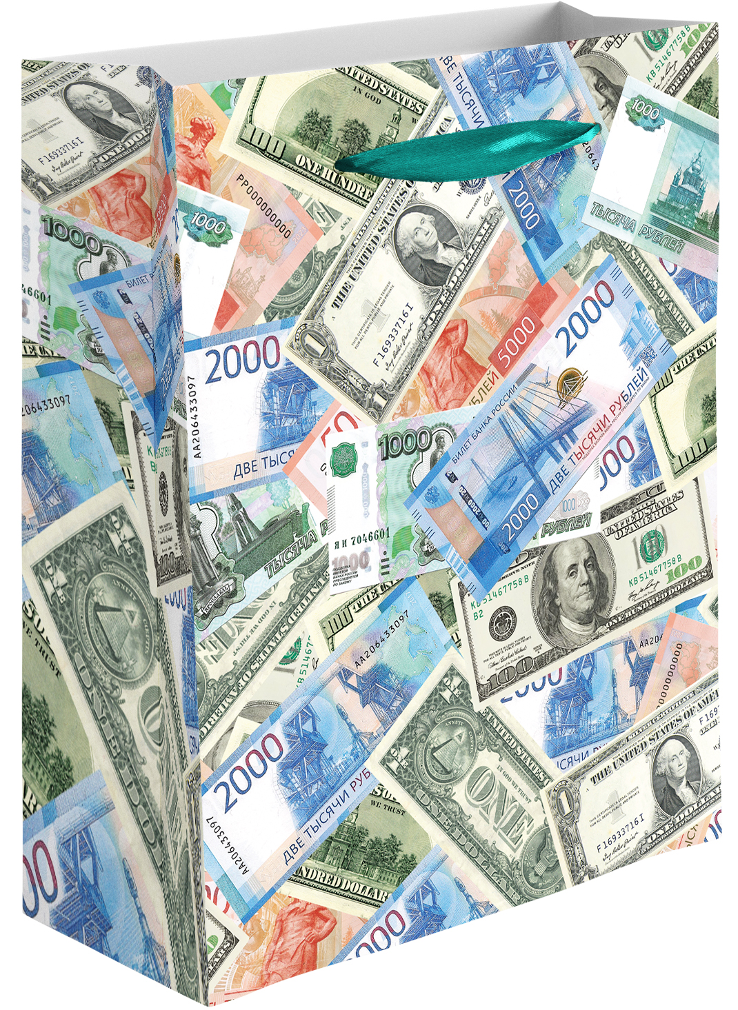 Пакет подарочный, 210гр, Деньги, 23*18*10 см, 1 шт.