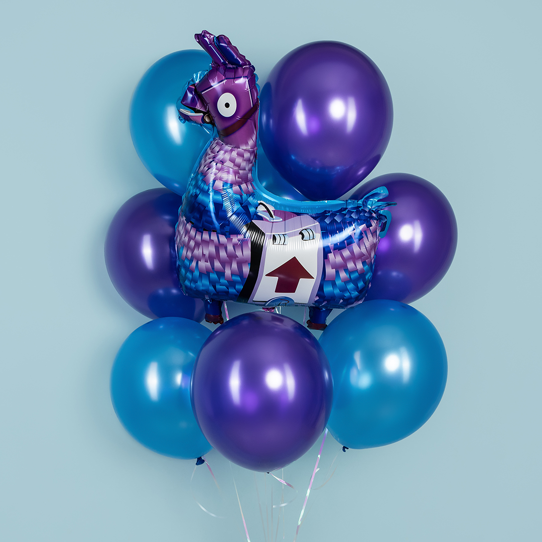 Шар (30''/76 см) Фигура, Лама с припасами, Сиреневый, 1 шт.