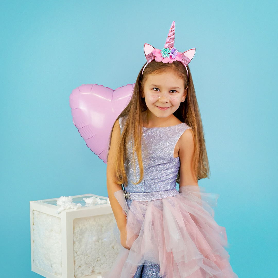 Ободок, Цветочный единорог, Розовый, с блестками, 1 шт. 