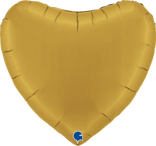 Шар (36''/91 см) Сердце, Золото, Сатин, 1 шт. в уп.