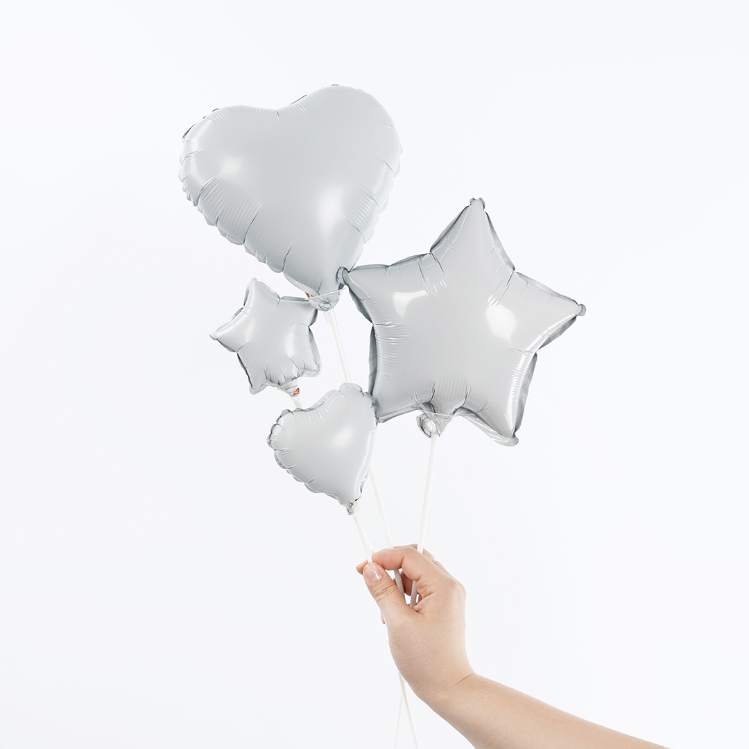 Шар с клапаном (5''/13 см) Микро-сердце, Белый, 1 шт.