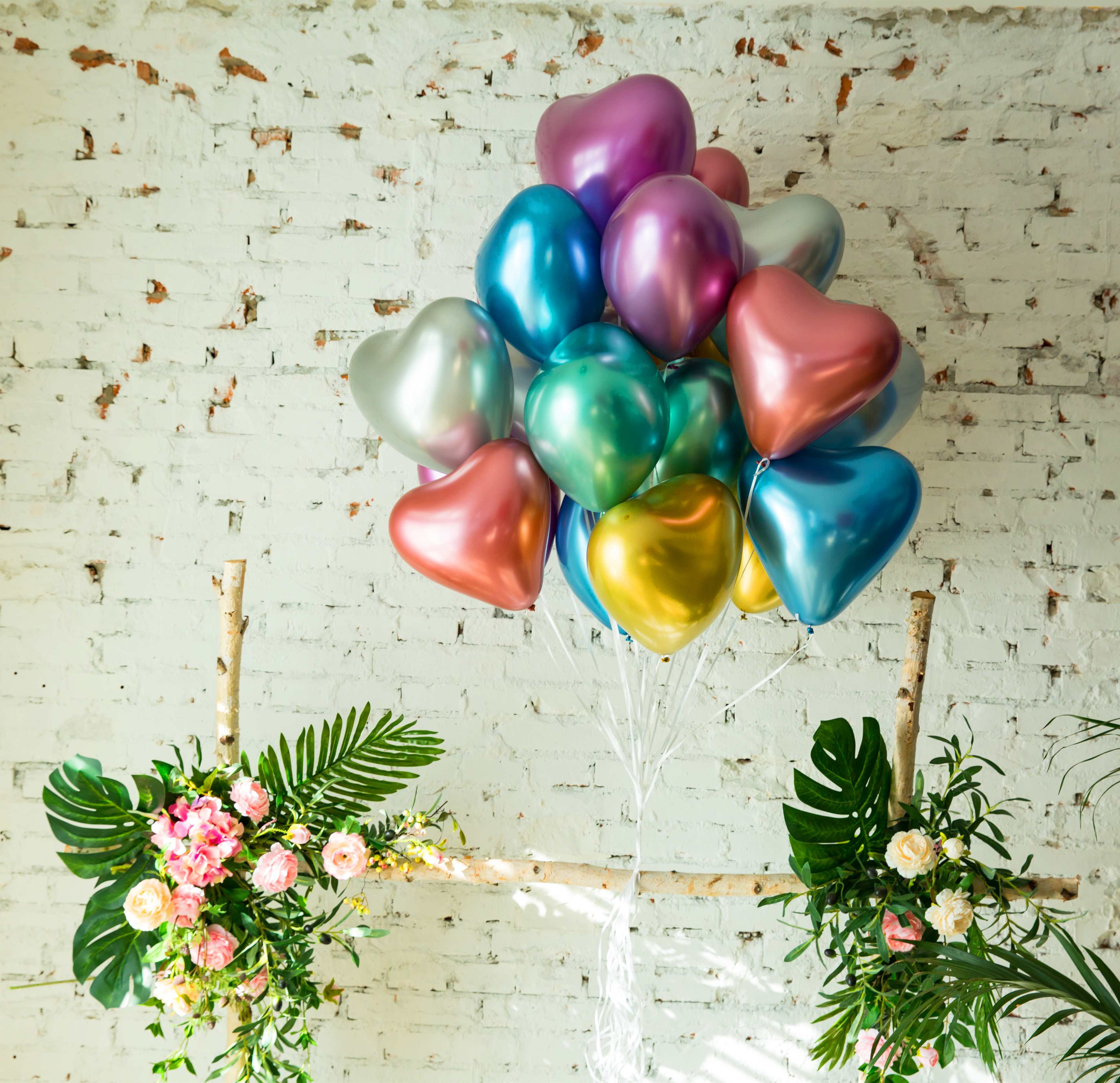 Шар (10''/25 см) Сердце, Золото, хром, 50 шт.