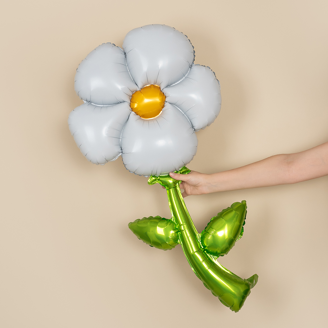 Шар (43''/109 см) Цветок, надув воздухом, Белый, 1 шт.