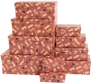 Набор коробок Мишка с сердцем, 33*20*13 см, 10 шт. в упак. 