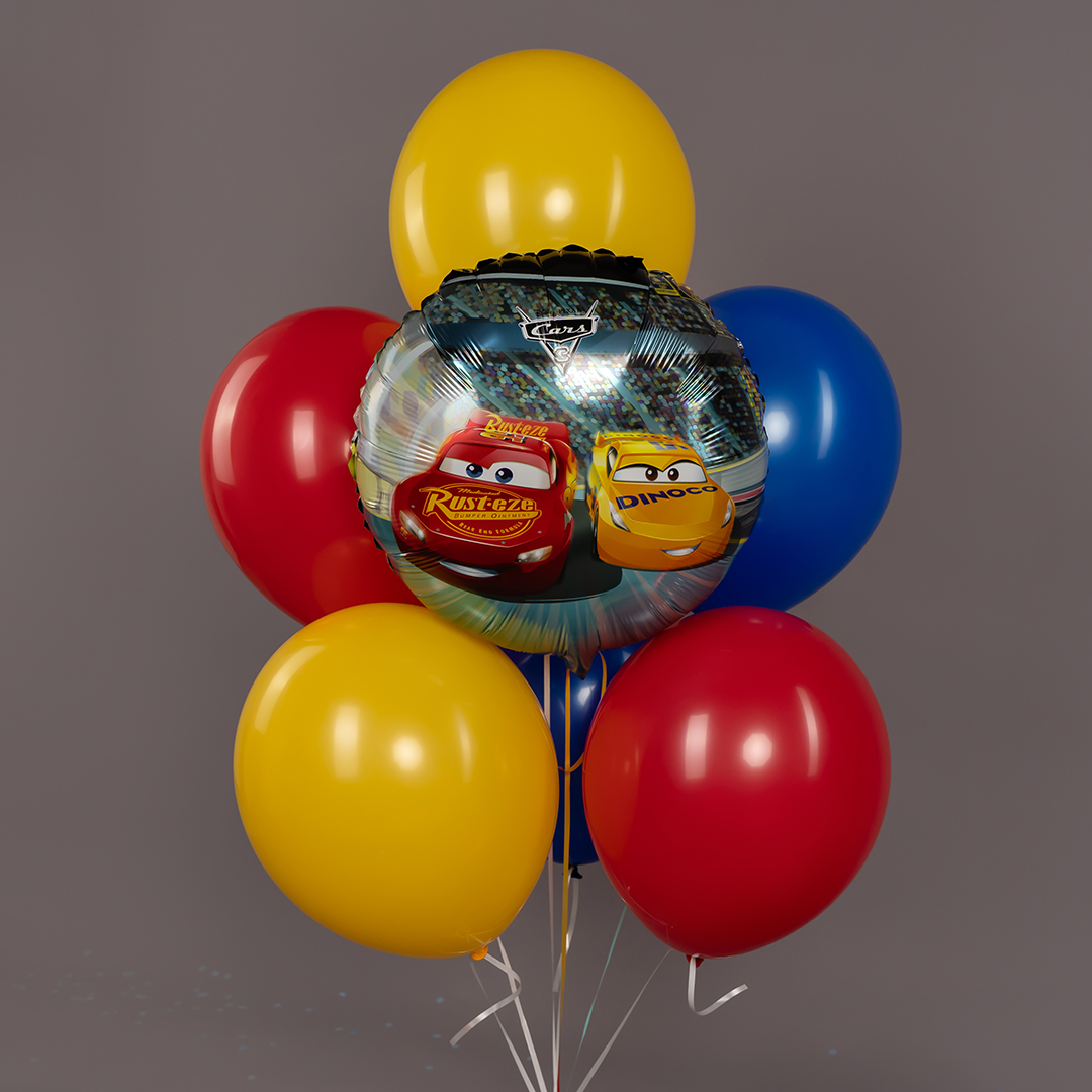 Шар (18''/46 см) Круг, Гоночные машинки на трассе, 1 шт.