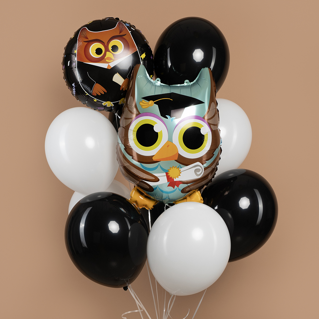 Шар (23''/58 см) Фигура, Сова Выпускник, 1 шт.