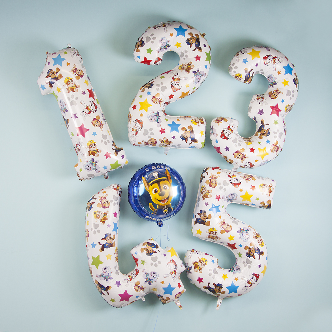 Шар (26''/66 см) Цифра, 5 Щенячий Патруль, 1 шт.