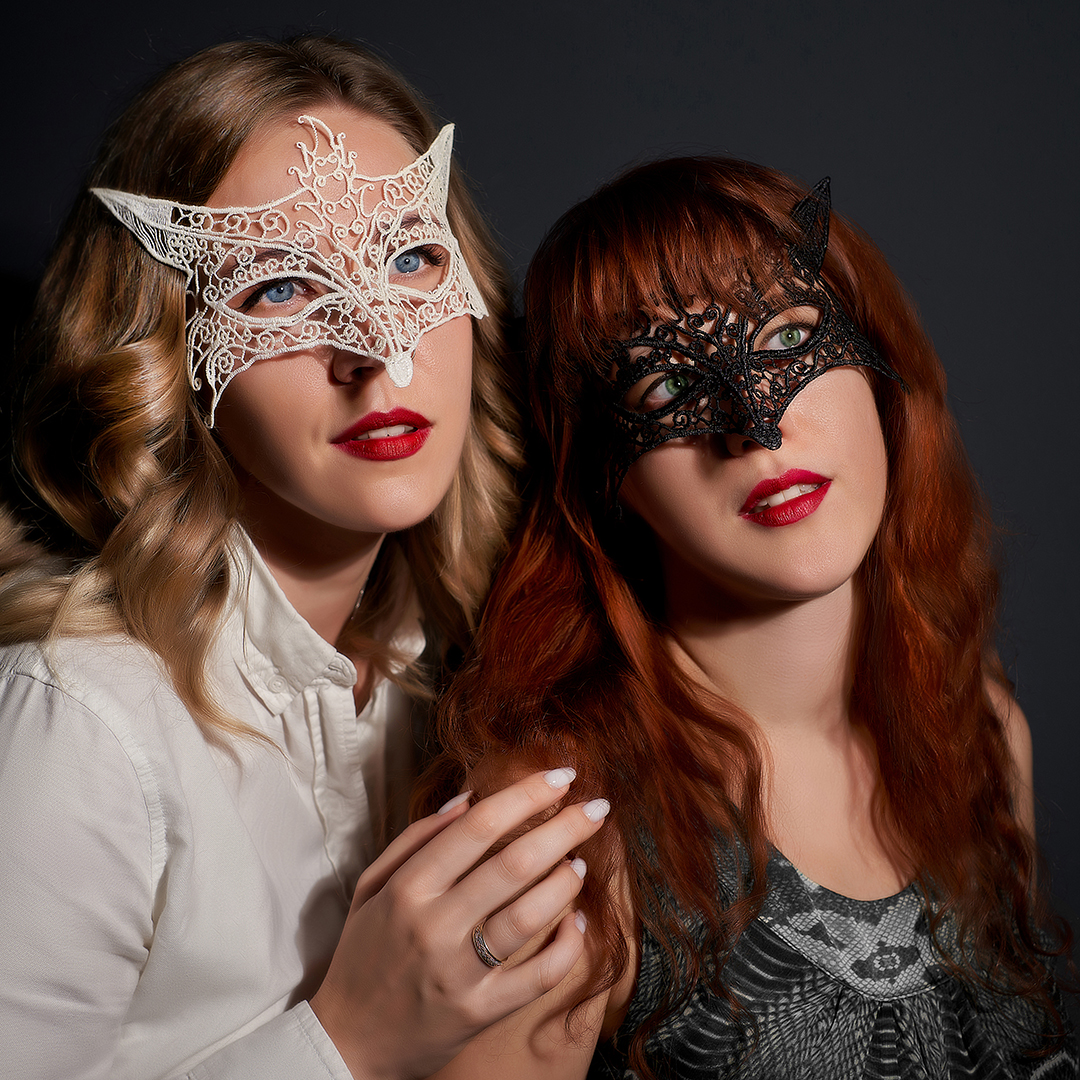 Маска кружевная, фигурная, Лисичка, Черный, 16*24 см, 1 шт. 