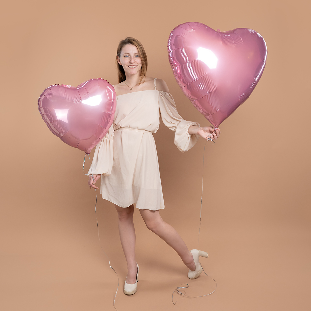 Шар (24''/61 см) Сердце, Розовый, 1 шт.