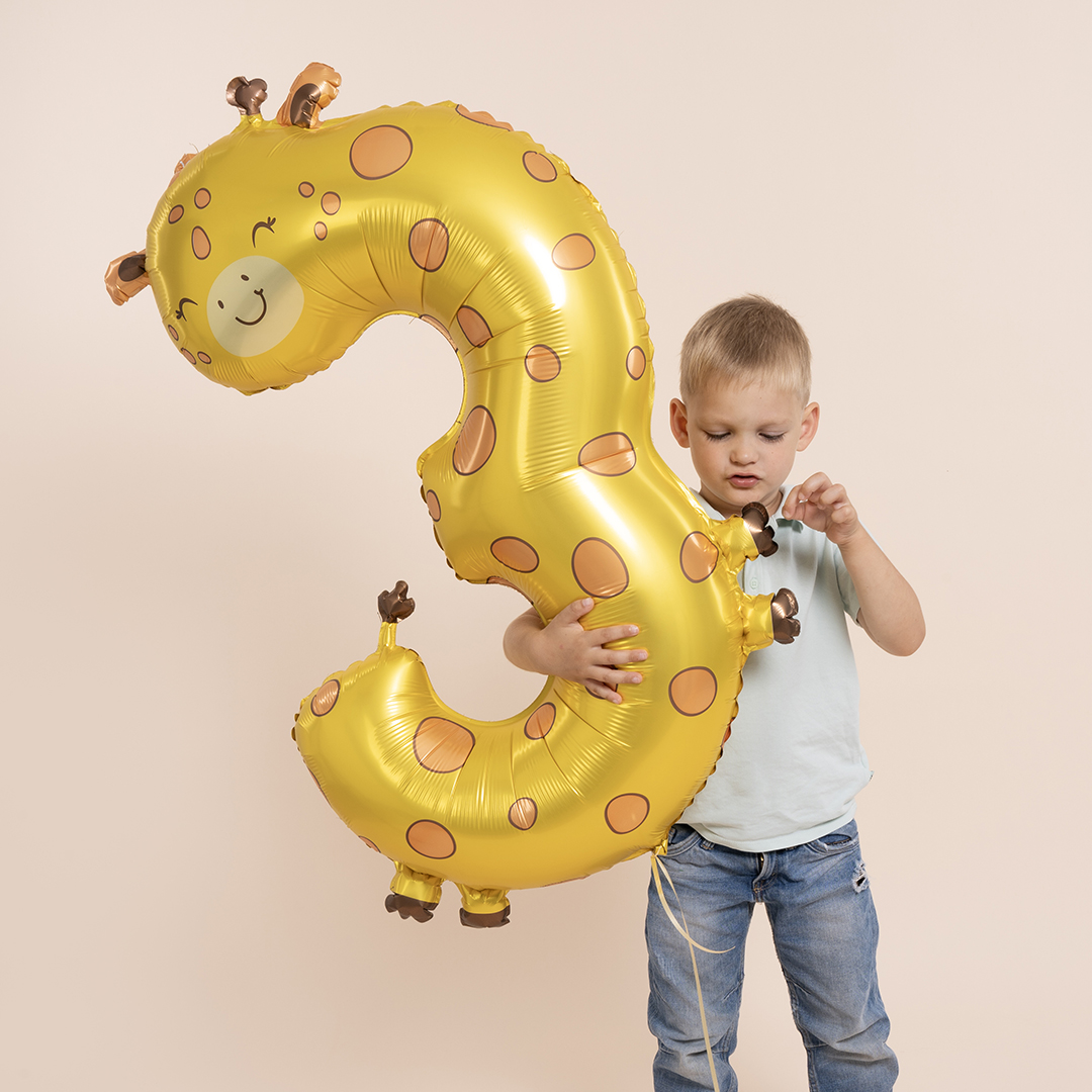 Шар (36''/91 см) Цифра, 3 Жираф, 1 шт. в уп.