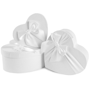 Набор коробок Сердце, с бантом, Белый, 22*20*9 см, 3 шт. в упак. 