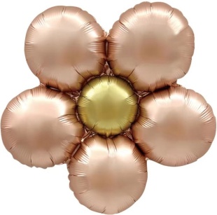 Шар с клапаном (18''/46 см) Цветок, Ромашка (надув воздухом), Розовое Золото, Сатин, 1 шт. в уп. (цв