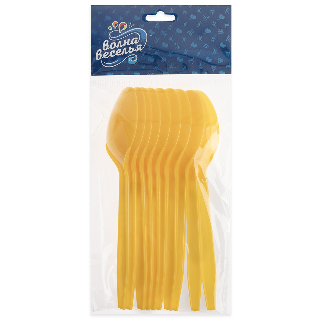 Ложки, Желтый, 15 см, 10 шт. в упак. 