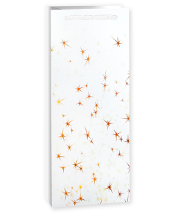 Пакет подарочный для вина, 210гр, Тысячи созвездий, Дизайн №4, Белый/Золото, Металлик, 36*12*9 см, 1